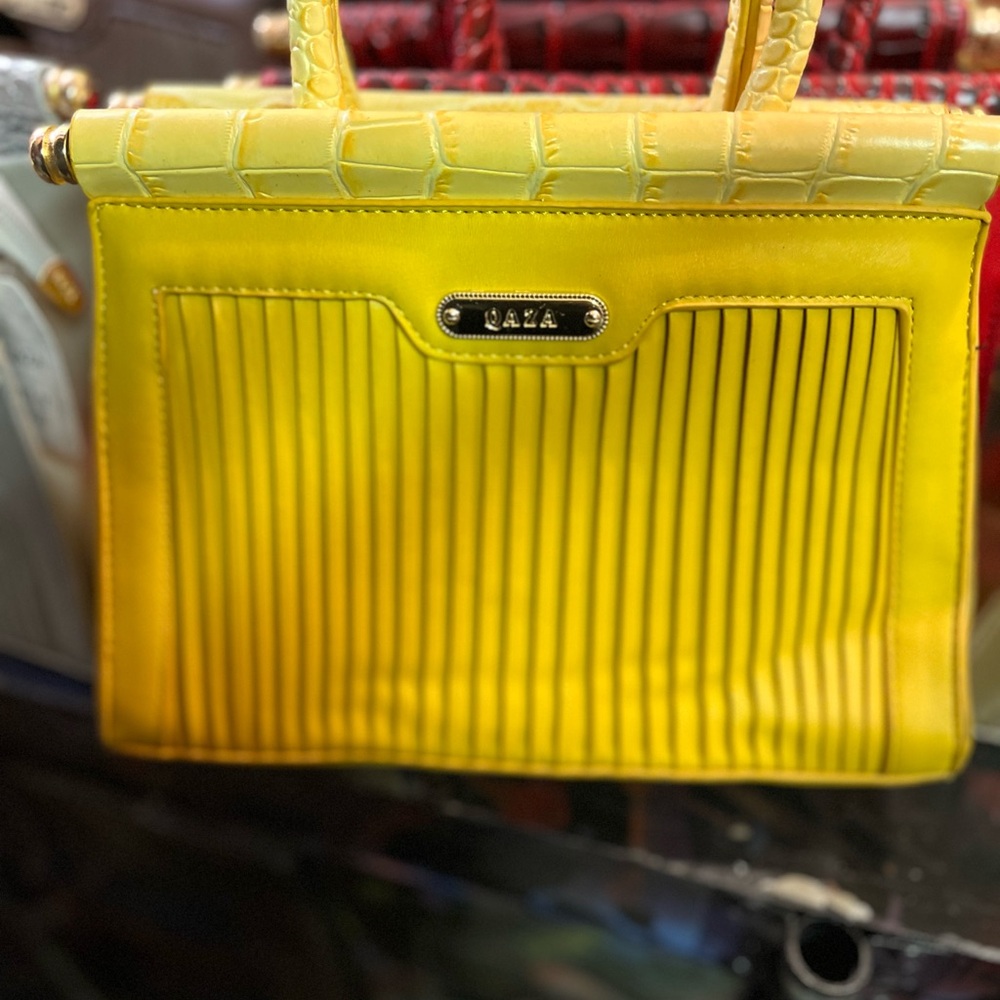 Yellow Croc-Embossed Women's Bag